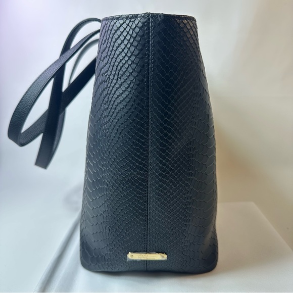 NEW GIGI NEW YORK TEDDIE LEATHER PYTHON EMBOSSED BLACK TOTE - Picture 8 of 12